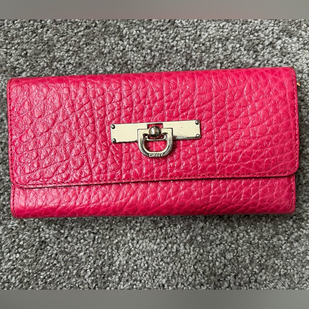 DKNY pink leather wallet